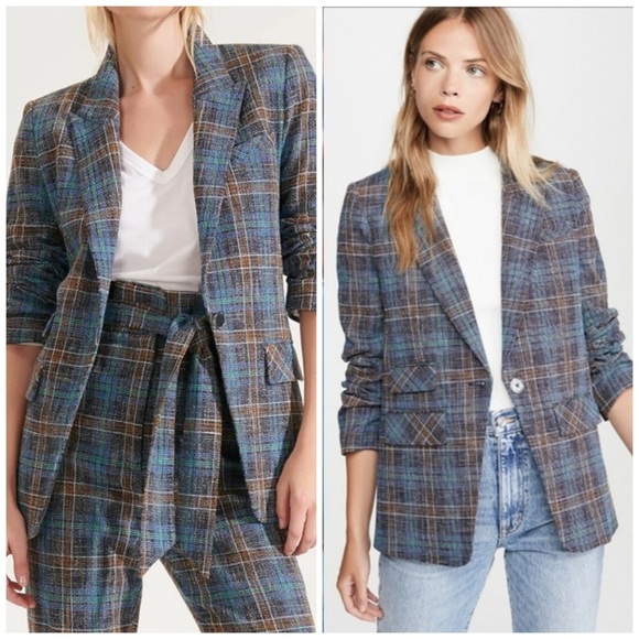 Veronica Beard Martel Dickey Cotton Linen Blend Plaid Dickey Jacket Blazer 2